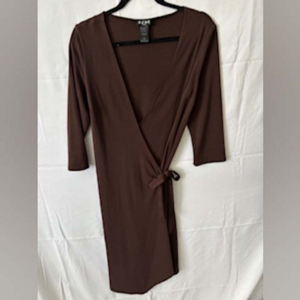 Women BCBG medium brown wrap dress